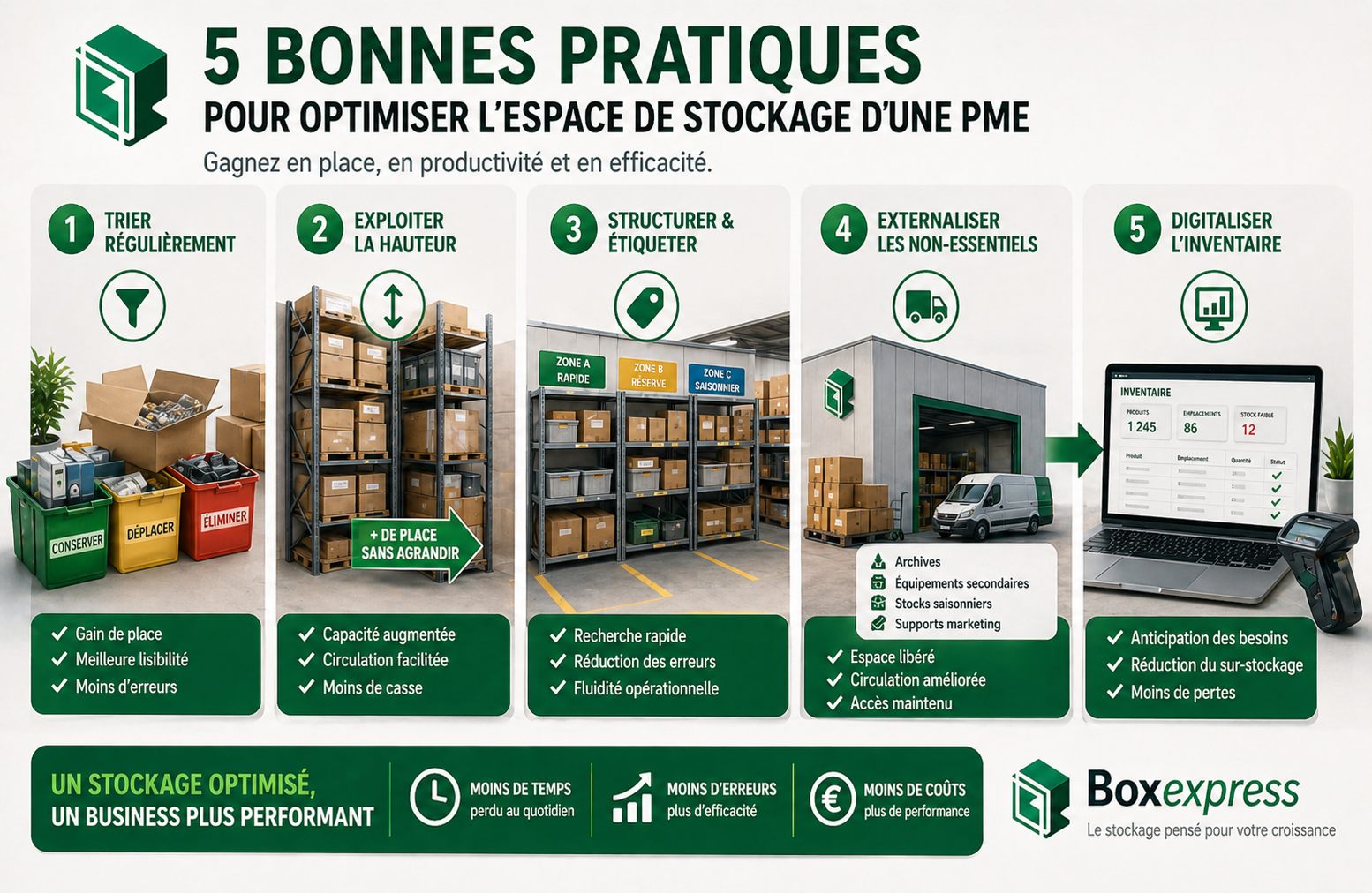 Optimiser l’espace de stockage d’une PME avec 5 bonnes pratiques organisation, tri, stockage vertical et digitalisation