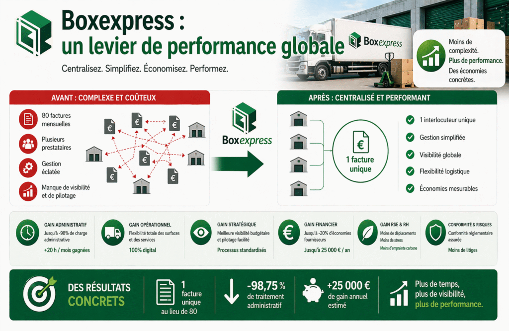 Optimisation logistique avec Boxexpress pour entreprise multisites : centralisation du stockage, réduction des coûts et simplification administrative