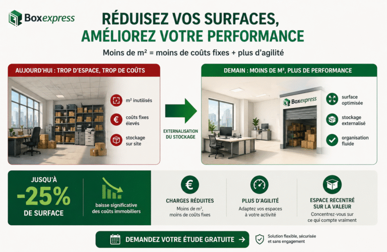 Réduction des surfaces immobilières entreprise avec stockage externalisé pour optimiser les coûts et améliorer la performance