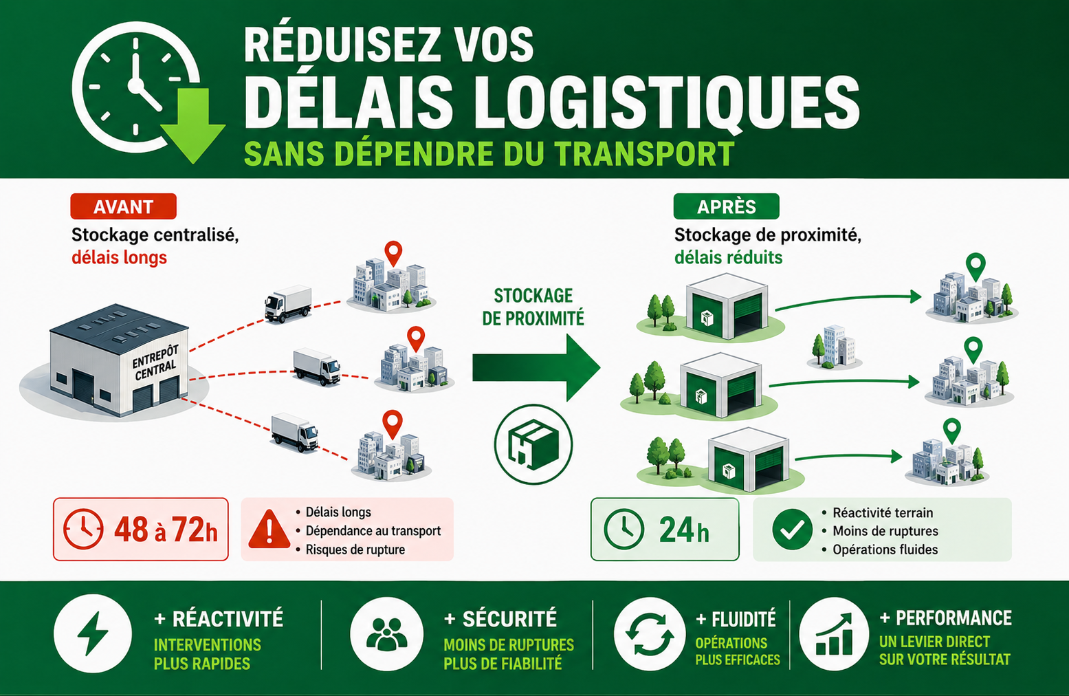 Réduction des délais logistiques grâce au stockage de proximité pour entreprises multi-sites