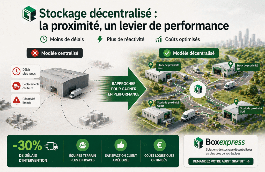 Stockage décentralisé avec points de proximité permettant de réduire les délais et améliorer la performance logistique des entreprises