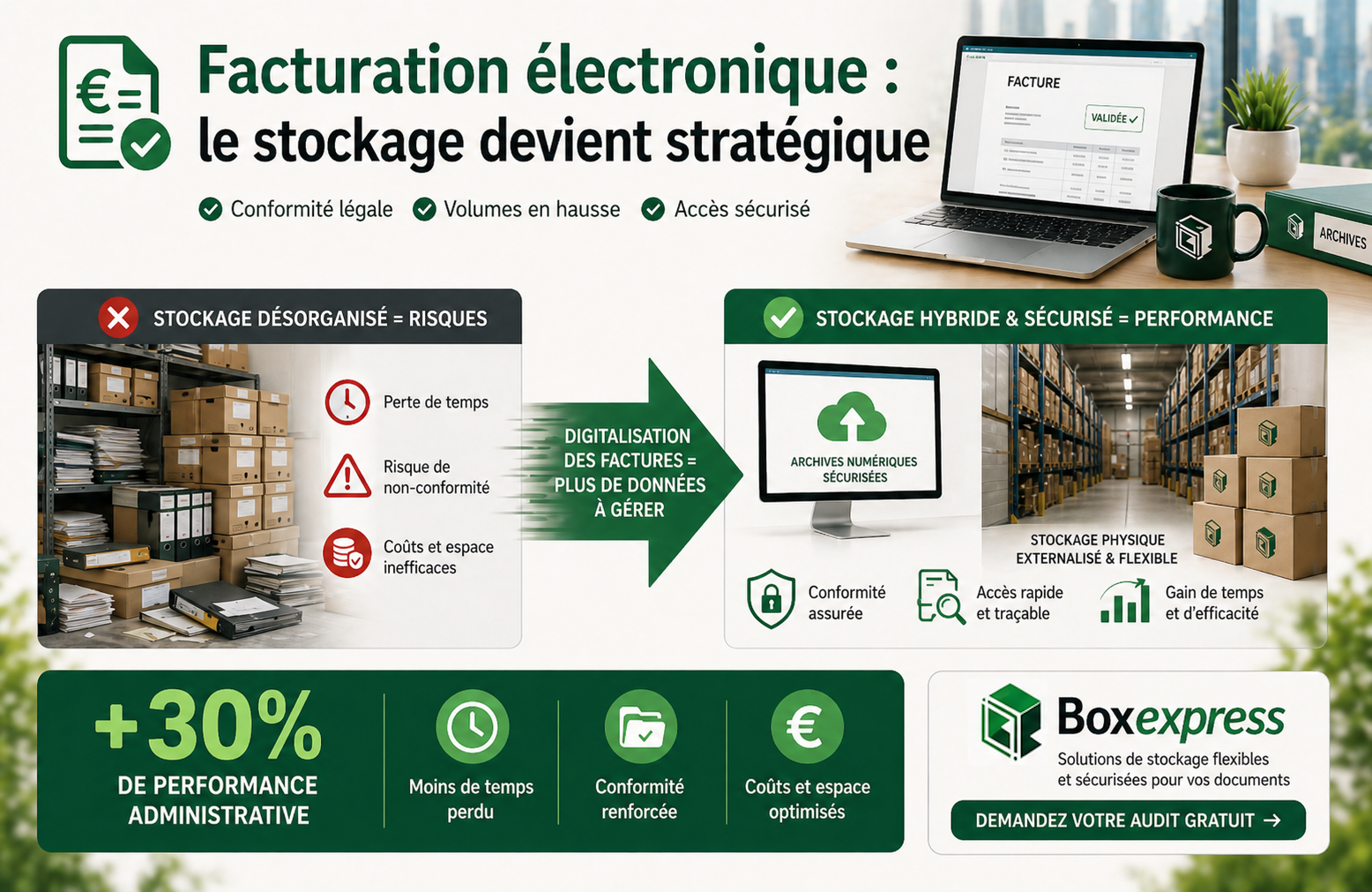 Impact de la facturation électronique sur le stockage des entreprises avec transition vers un modèle hybride sécurisé et flexible